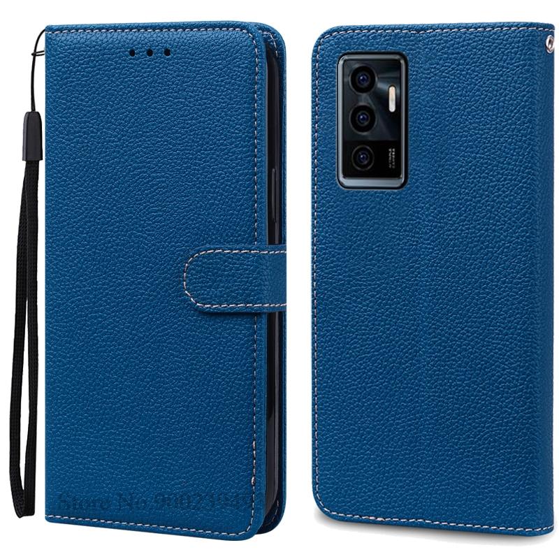 

Для Vivo V23e чехол-кошелек кожаный флип-чехол для Vivo V23e задняя крышка для Vivo V23e чехол для телефона книжка чехол Coque Fundas For Vivo V23e темно-синий