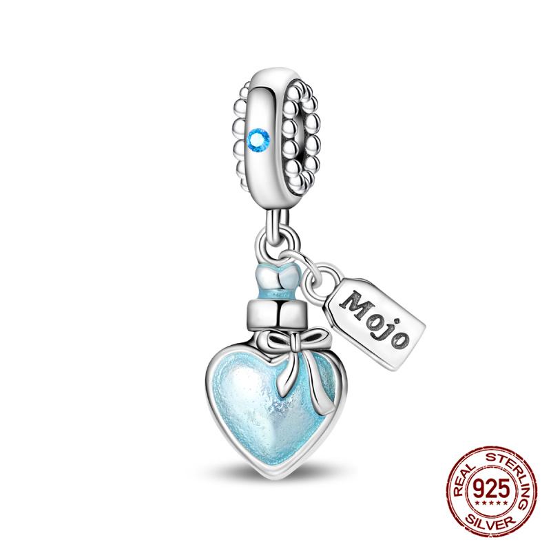 Copper Heart Beaded Wishing Bottle & Princess Crown Charms Fit Originalbracelet Diy Jewelry Making Women Gift