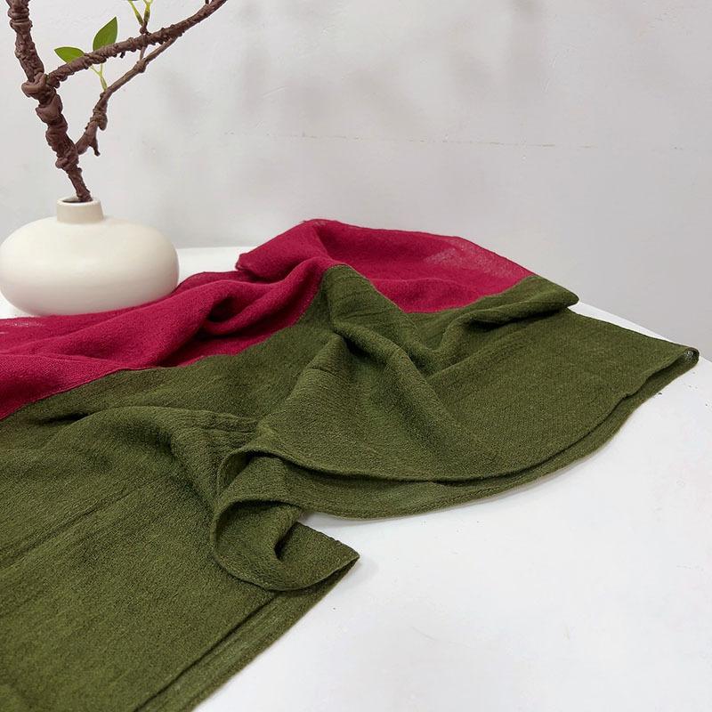 Two-Color Spliced Cotton And Linen Scarf, Very Soft To The Touch, With A Sense Of Drooping, Support