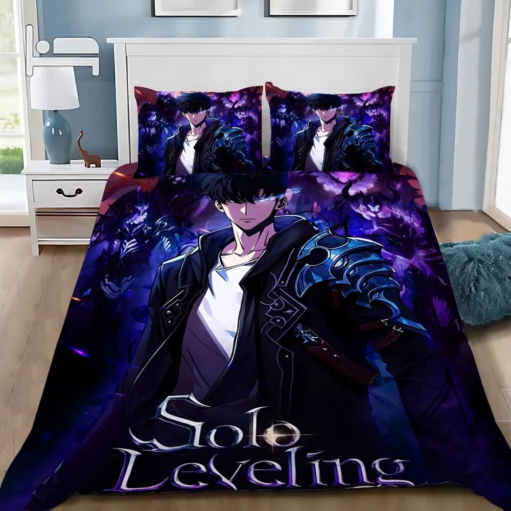 Anime Solo Leveling Duvet Cover Pillowcase Bedding Set Adult Boy Girl Bedroom Decoration Children Gift Single Double Large Size