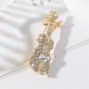 Creative Design Gold Color Crystal VIOLIN Pearl Brooches for Women Temperament Enfashion Zircon Pins Jewelry Suit Accessories