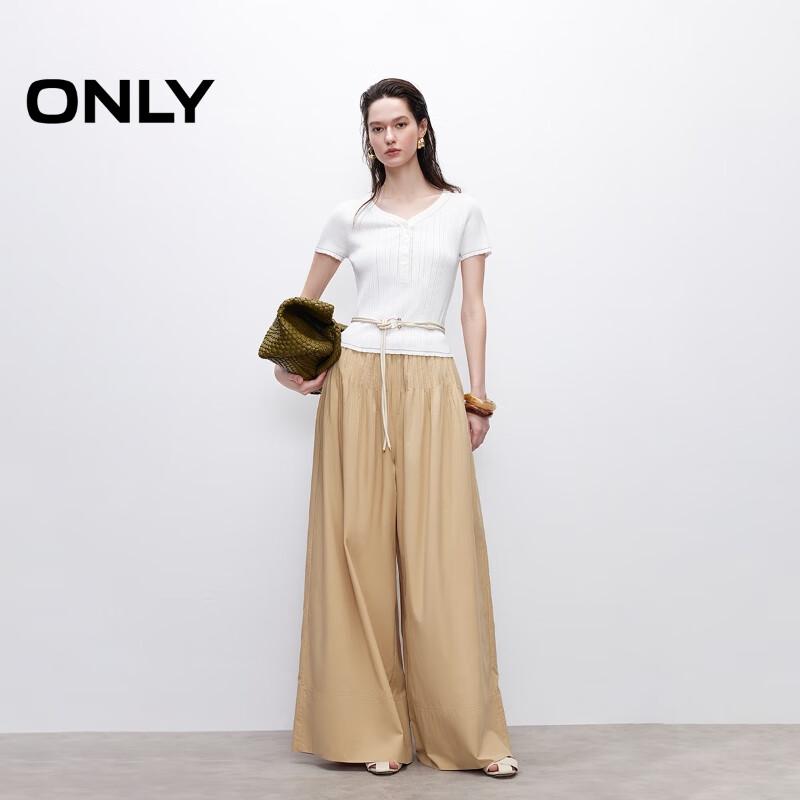 ONLY Women's V-Neck Short Sleeve Hollow Knit Sweater