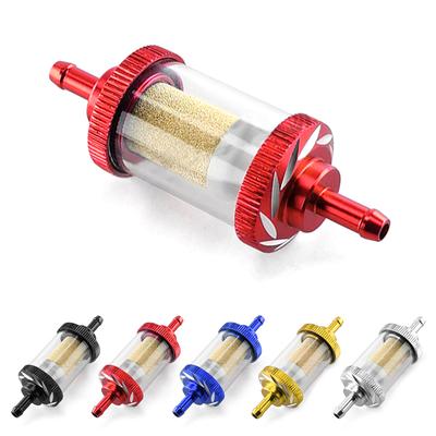 6mm Motorcycle Glass Gas Fuel Gasoline Copper Core Oil Filter CNC Aluminum Alloy Moto for ATV Dirt Pit Bike Motocross Accessories