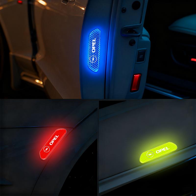 AAGX1 4PCS Reflective Car Door Sticker Safety Opening Warning For Opel Astra j Insignia Astra g Corsa Zafira b Mokka Vivaro Meriva