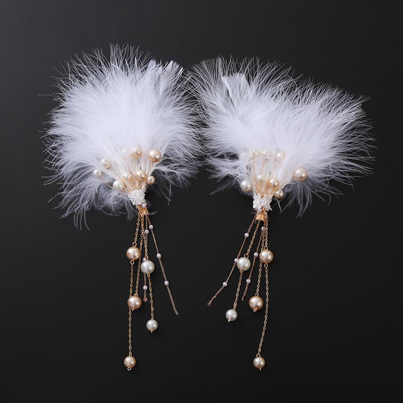 Podoabă de cap de mireasă coreeană ac de păr zână din cristal lucrat manual nuntă accesorii de păr de lux iarnă pană pereche clip lateral