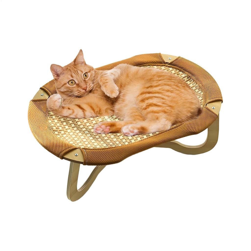 Rattan Cat Bed Indoor Cats Cooling Chair Raised Rattan Scratch-Resistant Furniture Kitten Sleeping Pad For Hot Days Animals