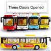 1/36 Single Bus Model Car Toy Metal Die-cast Sound Light Pull Back 3 Doors Opened Autobus Models Ornament Toys Gifts for Kids