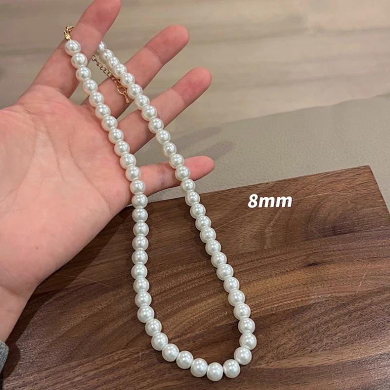 Vintage Style Simple Imitation Pearl Necklace for Man Chain Choker Neck Temperament Handmade Strand Beads Jewelry Wholesale