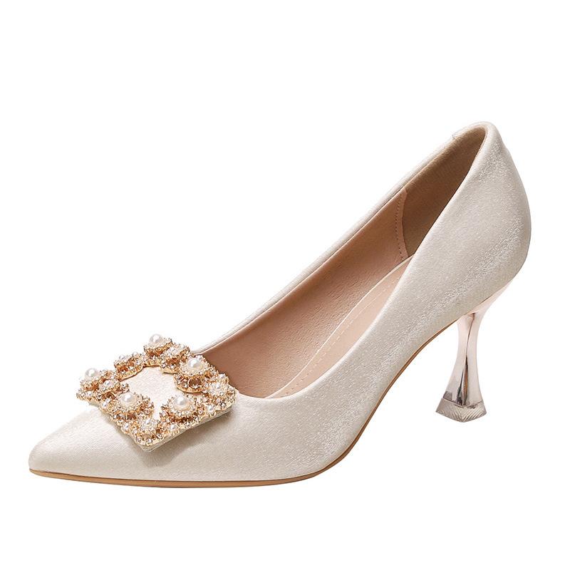 

-1 свадебные туфли платье цисюхэ двойной способ носки невеста не устают ноги красные высокие каблуки женские тонкие каблуки с острым носком туфли-лодочки для подружек невесты 40