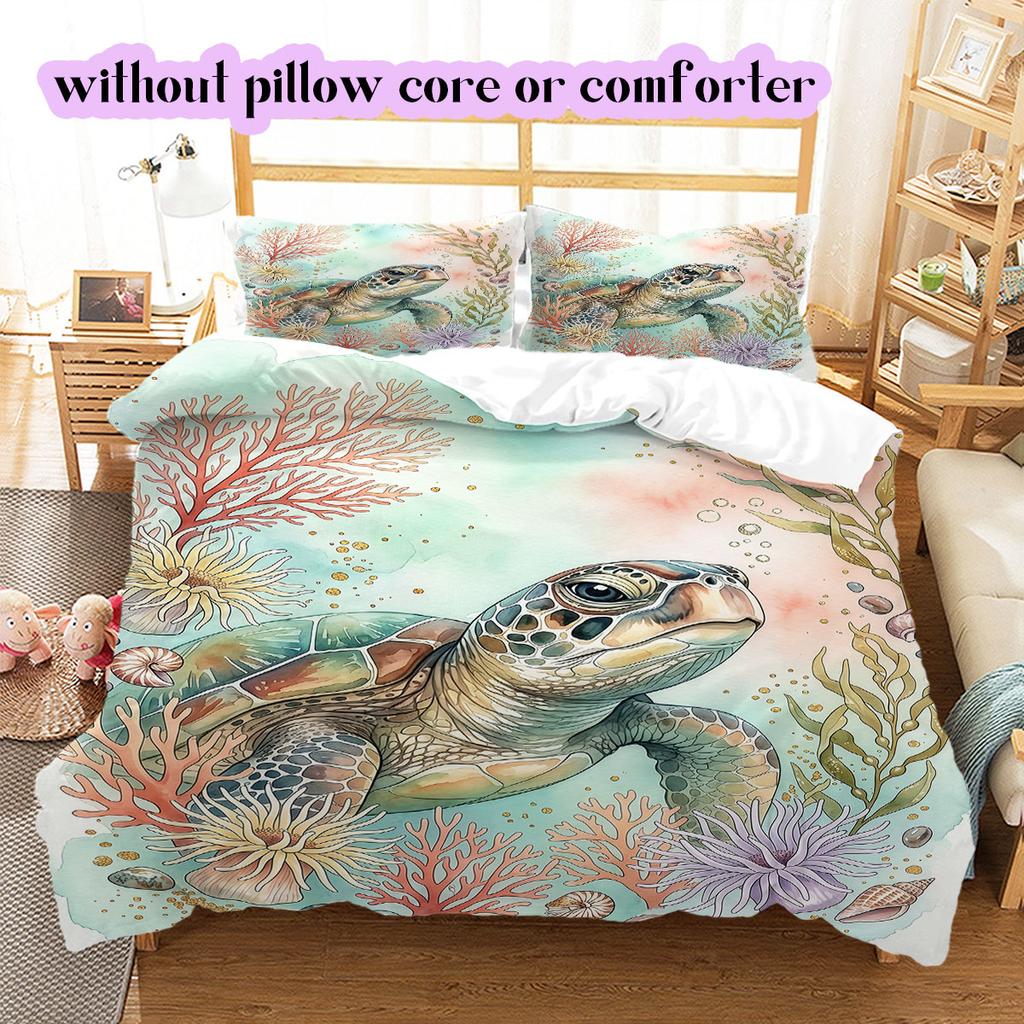 Watercolor Animal Painting Pattern Bedding,Quilt Set Quilt Cover Pillowcase Home Birthday Gift (1*duvet Cover+2*pillowcase,without Core)