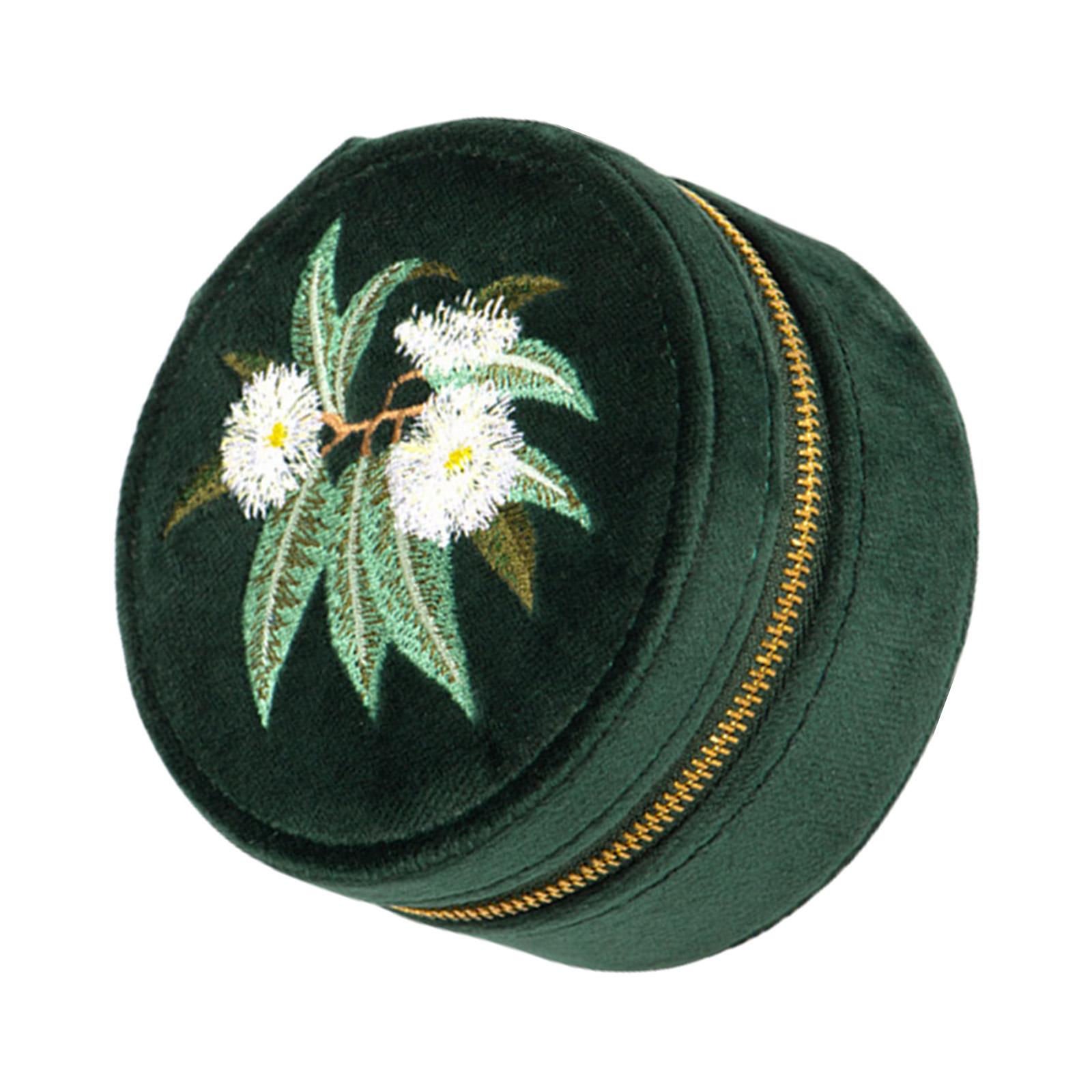 

Портативная вышитая бархатная коробка для браслетов Элегантный футляр для ювелирных изделий для нескольких браслетов Контейнер для хранения аксессуаров ручной работы зелёный