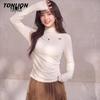 TonLion Women's Slim-Fit Semi-High Collar Long-Sleeve T-Shirt