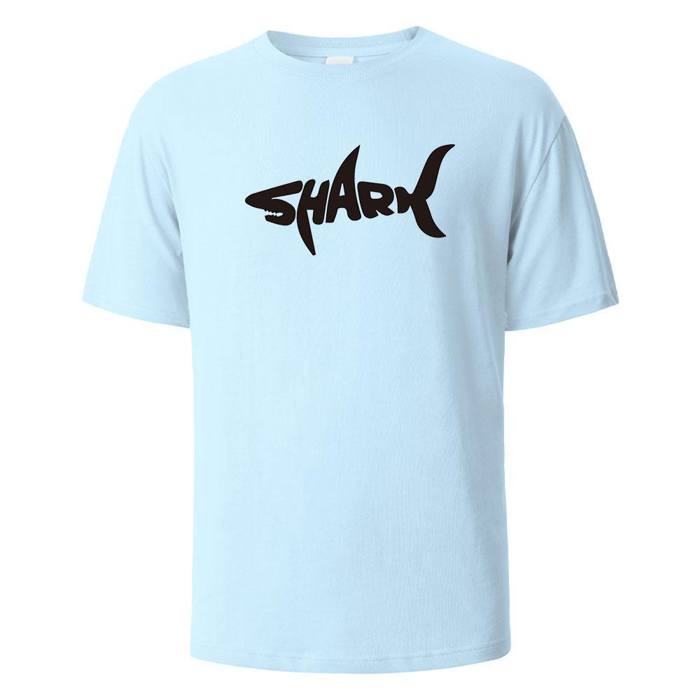 Cotton Shark Print T-Shirt 100% Cotton Summer Tees For Men Women Oversize Casual Tops