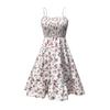 Women Floral Print Spaghetti Strap Dress Smocked Waist Casual Summer Mini Dress