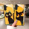 Süße schwarze Katze gehärtetes Glas Handyhülle geeignet für Samsung Galaxy S26 S25 S24 S22 S21 S20 FE/Ultra/Plus stoßfeste Rückabdeckung
