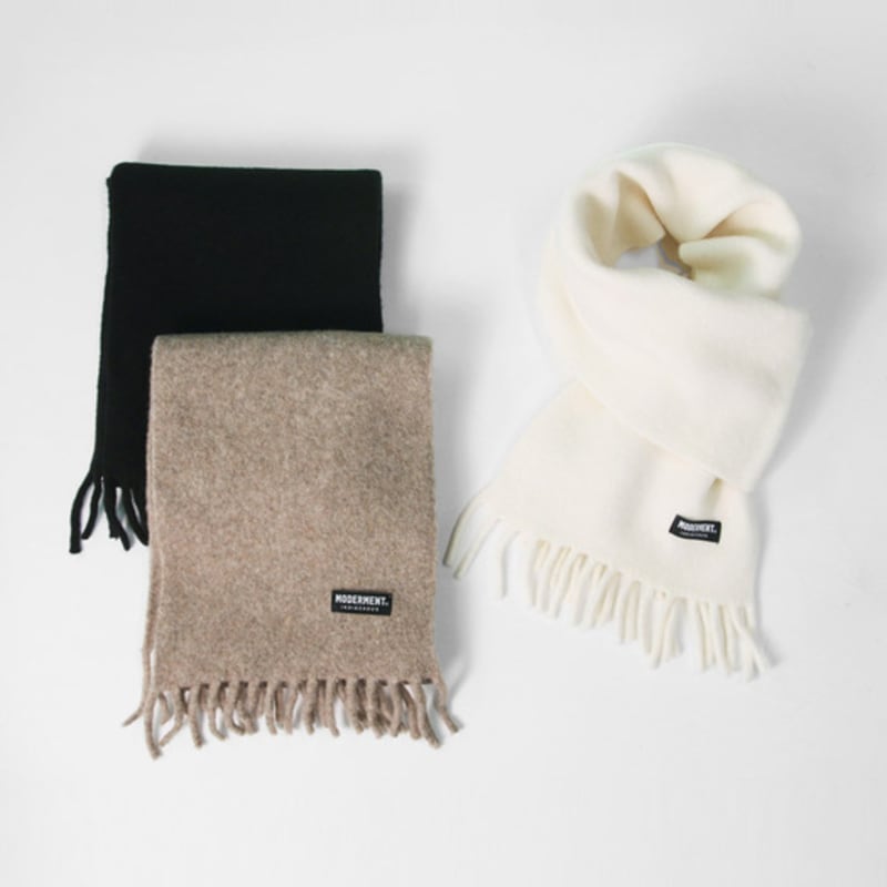 Moderment Wool Tassel Short Muffler [3 Colors]