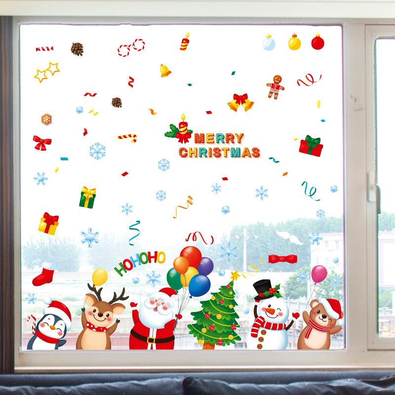 Christmas Glass Door Stickers, Static Cling Stickers for Store Windows, Santa Claus Stickers