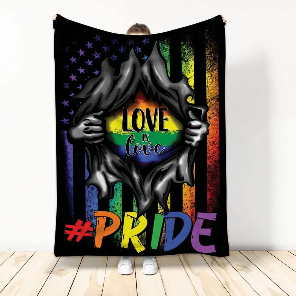 Kuscheldecken LGBT Gay Pride Lesbisch Regenbogen Flanelldecke für Couch Sofa Decken Große Bettwäsche Geschenke für Weihnachten Neujahr