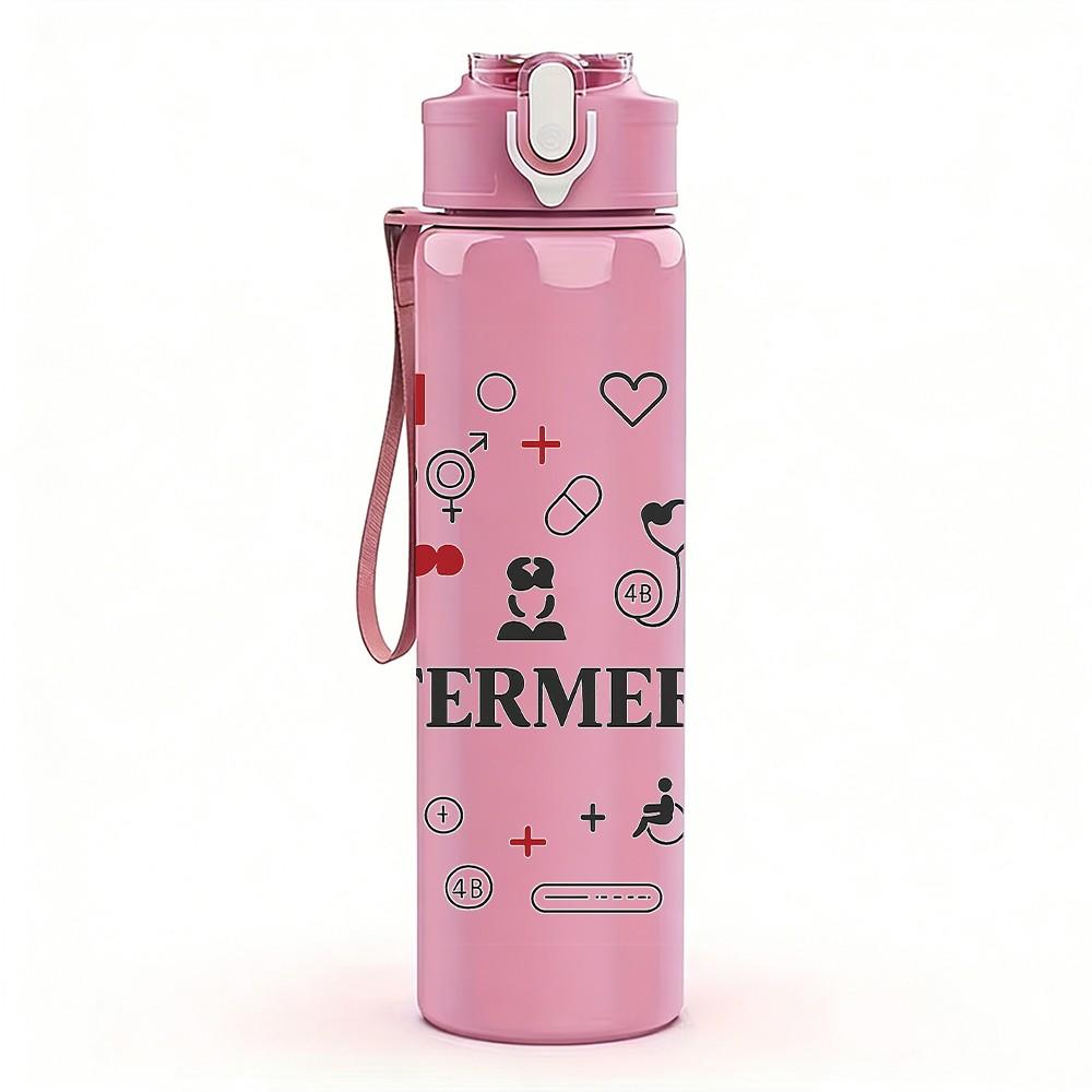 1PC Enfermeria Medical Icon Pack 750ml Color Plastic Sports Water Bottle Leakproof Flip Straw Lid Suitable for Sports Office Home Use