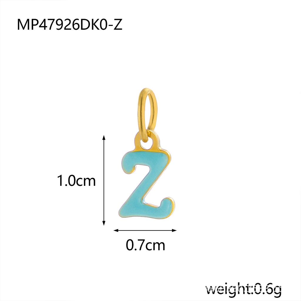 CARLIDANA Simple Gold Plated Stainless Steel Jewelry Alphabet Pendant Small Mini Colorful Oil Drop Initial Letter Necklace