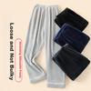 LangSha Men's Long Pants, Winter Flannel Warm Fleece-Lined Thick Coral Fleece Trousers, Home Pants, Black, 3XL