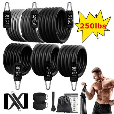Juego de bandas de resistencia de 250 libras para entrenamiento físico, gimnasio, cuerda de tracción, yoga, tubo de látex, bandas elásticas deportivas para glúteos, equipo de ejercicio para el hogar