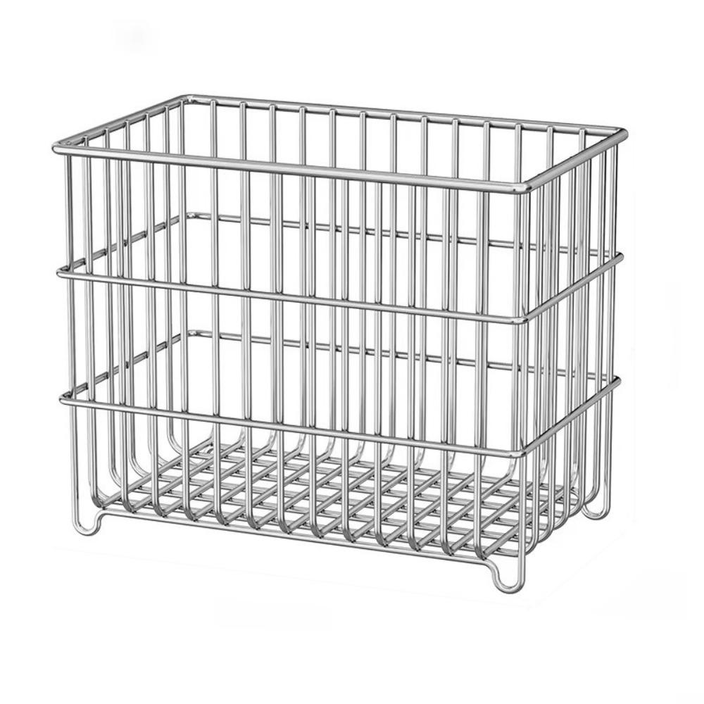 New Stainless Steel Kitchen Drain Basket Large Capacity Space-saving Wire Snack Organizer Square Household Multi-Functional Rack