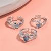 3Pcs/Set Fashion Blue Opal Heart Rings For Women Open Flower Rhinestone Finger Rings Wedding Party Trendy Girls Jewelry
