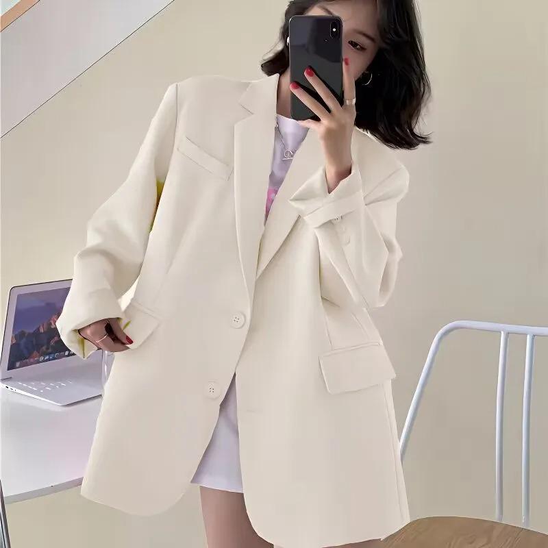 Spring Autumn Women Blazers Elegant Korean Casual Solid Suit Jacket Fashion Coats Office Lady Coat Outerwear