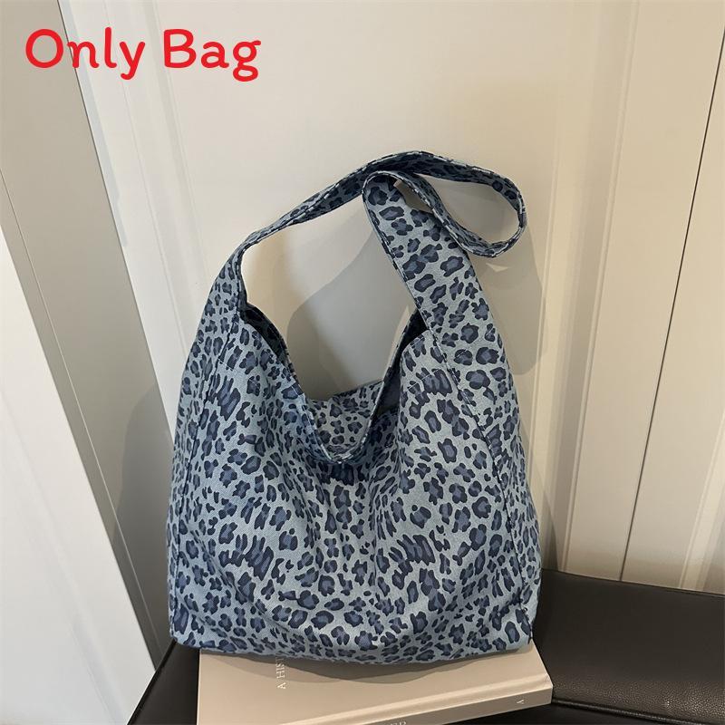 Leopard Print Tote Bag With Canvas Interior For Daily Use In Retro European Style