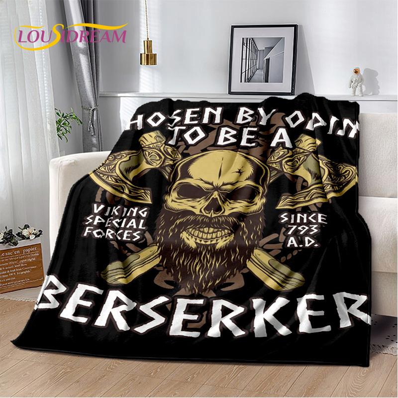 Nordic Mythology Viking Odin Valhalla Valknut Flannel Blanket Throw Blanket,Warm Blanket for Living Room Bedroom Beds Sofa Kids