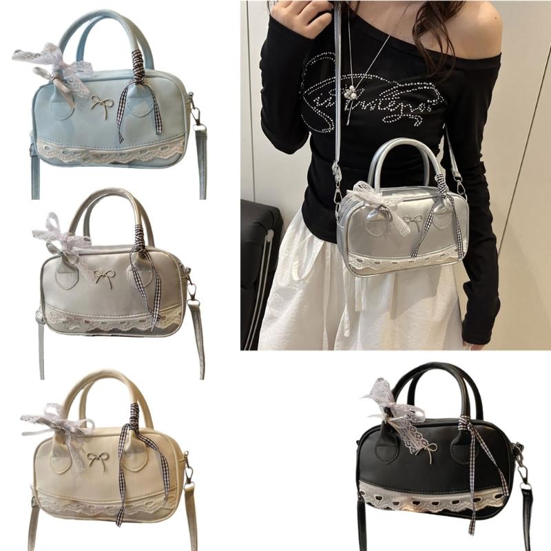 Leather Satchel Handbags for Women Toted Shoulder Bag Sweet Bows Crossbody Bag Purse Top Handle Bag with Removable Strap