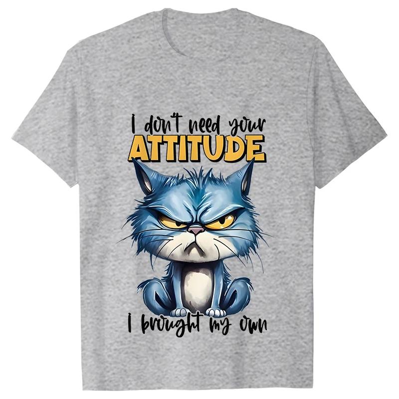 Funny Cat Sarcastic Antisocial Attitude Print Tshirts for Women Angry Cat T-shirts Not Today Introvert Female Tee Shirts Femme
