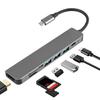 USB C Hub 7 in 1 Multiport Aluminum Alloy HD USB C to 4K 30HZ HD Multimedia Interface Ethernet to Usb Adapter
