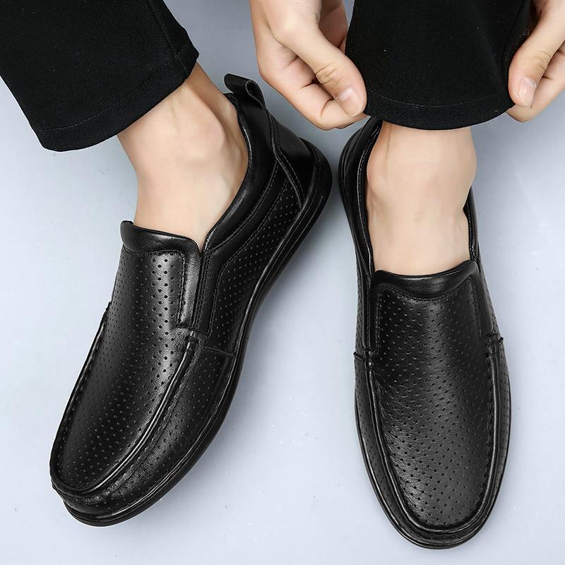 Summer Autumn Men Shoes Casual Brand Genuine Leather Mens Loafers Moccasins Fashion Breathable Slip On Boat Shoes Big Size 38-46