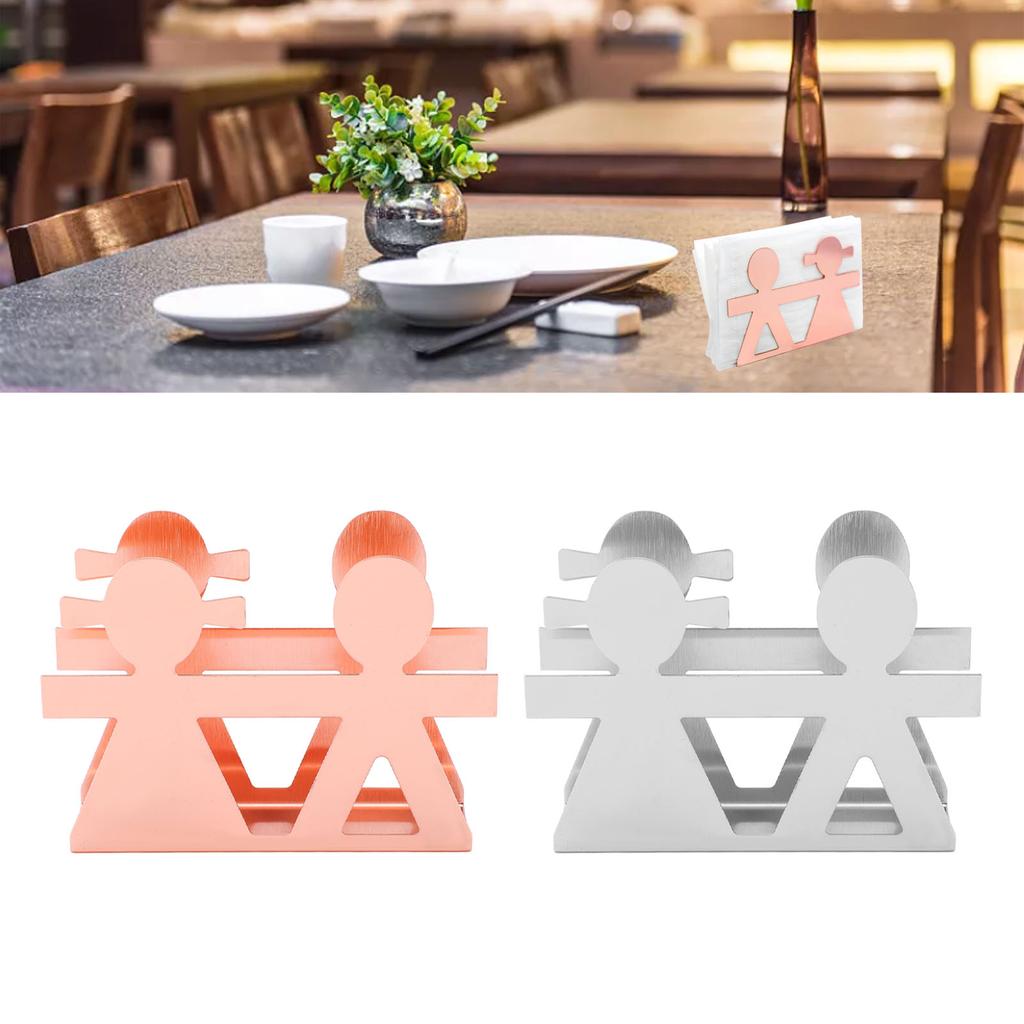 Napkin Holder Drawing Process Matte Polished Couple Hollow Pattern Stainless Steel Holder for Kitche