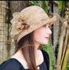 Summer hat women's curled edge elegant top hat face covering mesh sun protection sun hat retro fashion flower sun hat