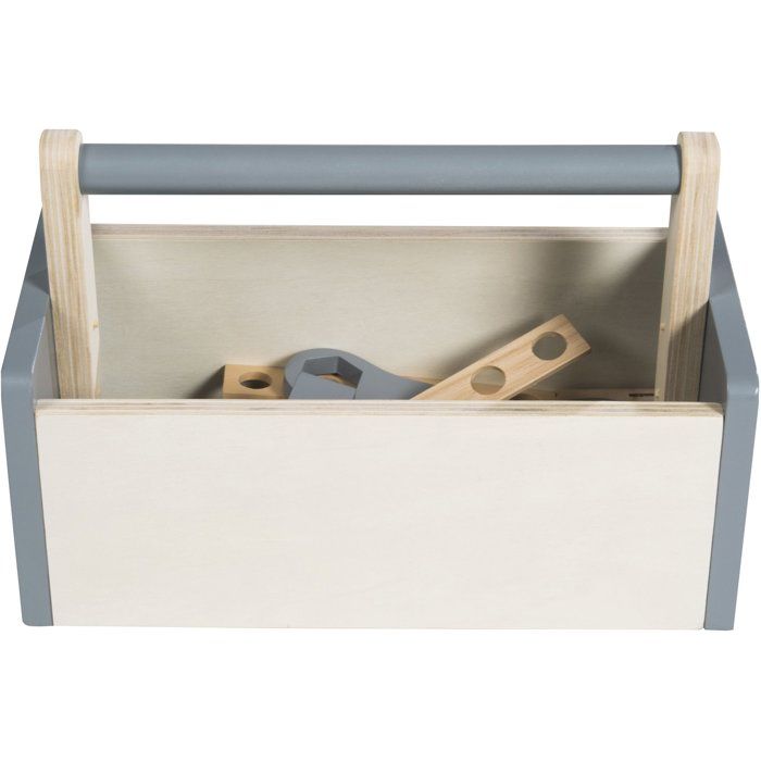 Boite à outils en bois pour enfant - ROBA - 22 pièces - Naturel, gris et blanc