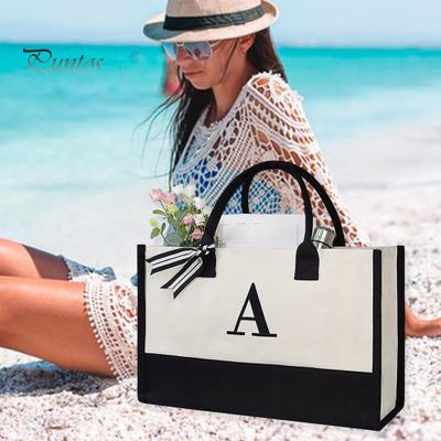 Takviyeli Saplı Kanvas Plaj Çantası Depolama Çantası Büyük Kapasiteli Yaygın Olarak Kullanılan Günlük Aksesuarlar Tote Çanta