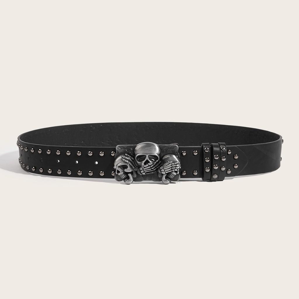 Punk Nonmainstream Men Pu Leather Belt Skull Head Buckle Clothing Accessories