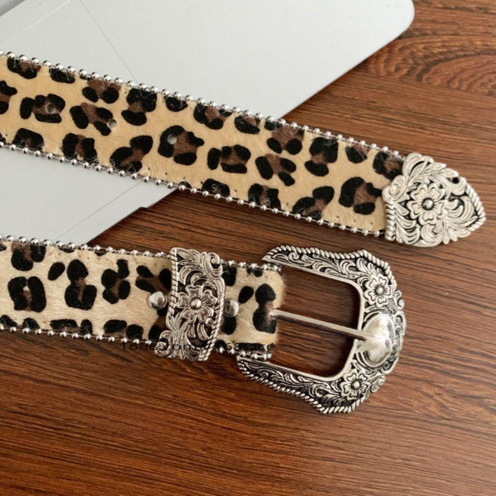 Gothic Nietengürtel Punk-Stil Damen Taillengürtel Mode Leopardenmuster Gürtel Streetwear