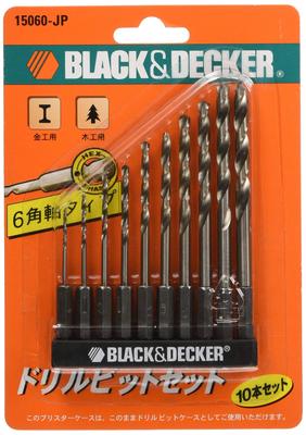 15060 Hex Shank Drill for DIY Power and for and Plastic BLACK+DECKER Bits, 10-Piece Set, Tools, Drilling, Fastening, Metal, Wood,