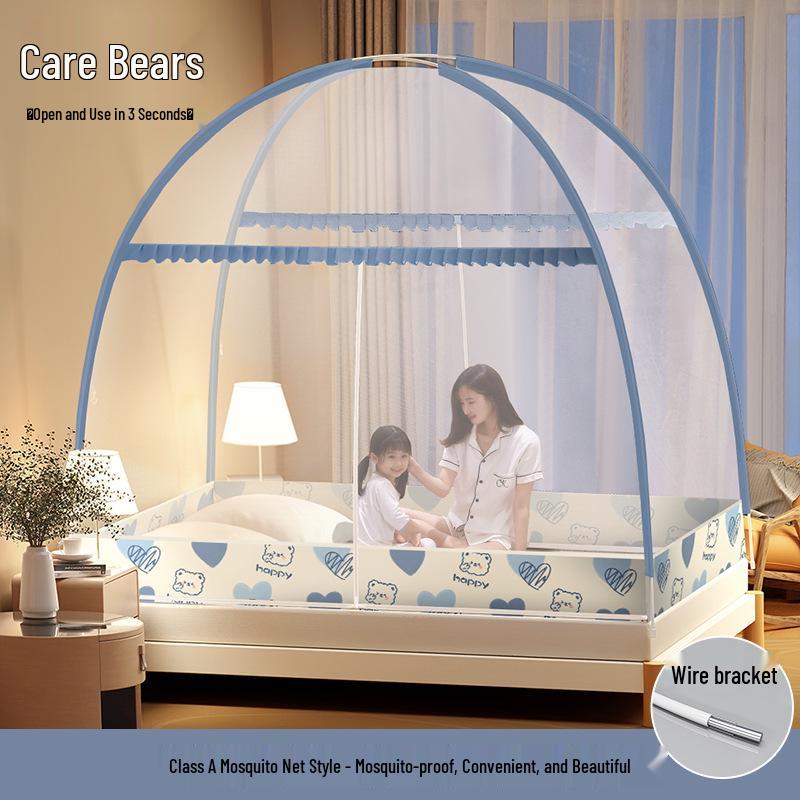 Foldable Mosquito Net Canopy for 1.5-1.8m Beds, Free Installation, Bedroom Yurt Tent