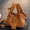 Retro Suede Bucket Bag for Women Solid Color Shopping Buckle Crossbody Bags Autumn Winter Female Commuting Versatile Handbags
