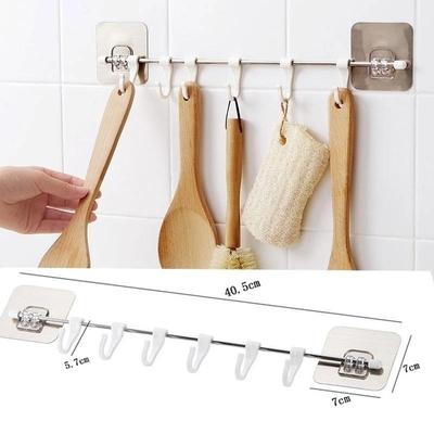 Neueste Wandhänge-Ständerhaken Küche Badezimmer Aufhänger 6 Haken Verstellbar