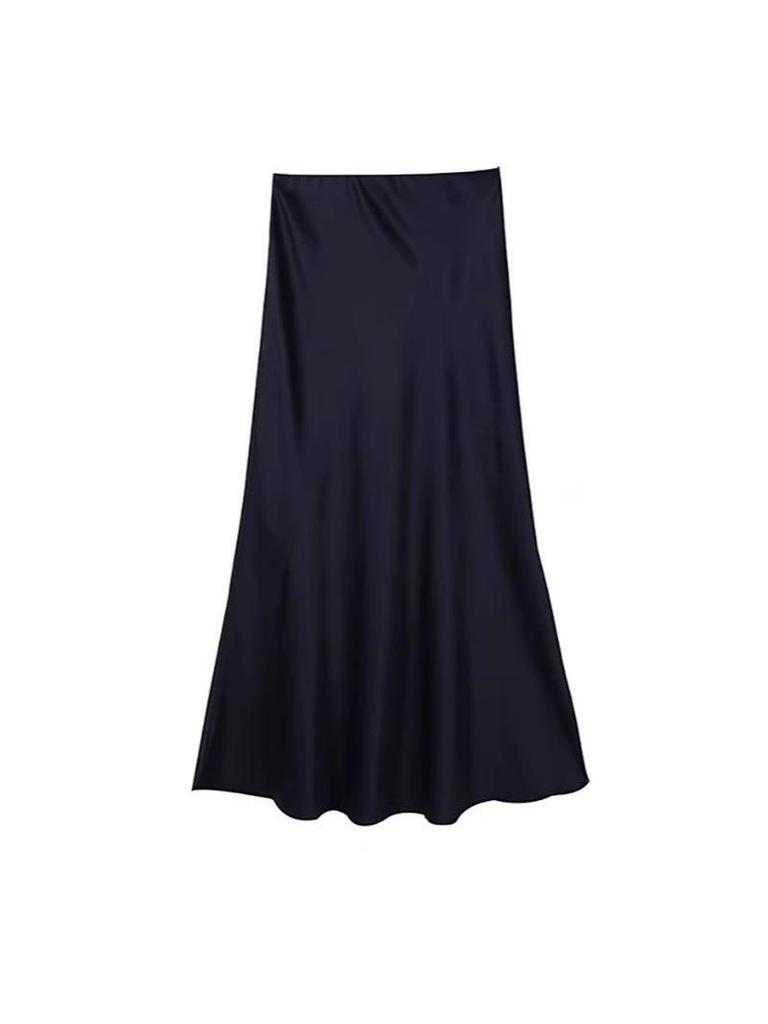 Champagne Satin Fishtail High-End Silk Skirt for Women - Summer 2025