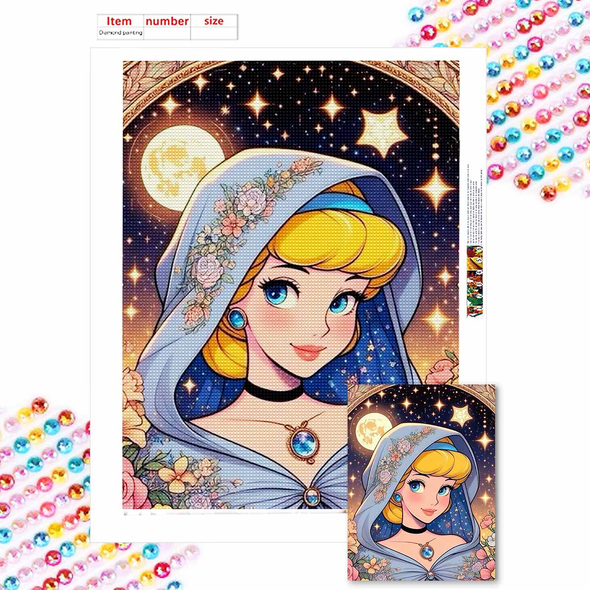 

5D Алмазная живопись своими руками Таинственная и прекрасная принцесса Полная выкладка Стразы Мозаика Вышивка Изделия ручной работы Домашний декор Подарок Round 20x30cm