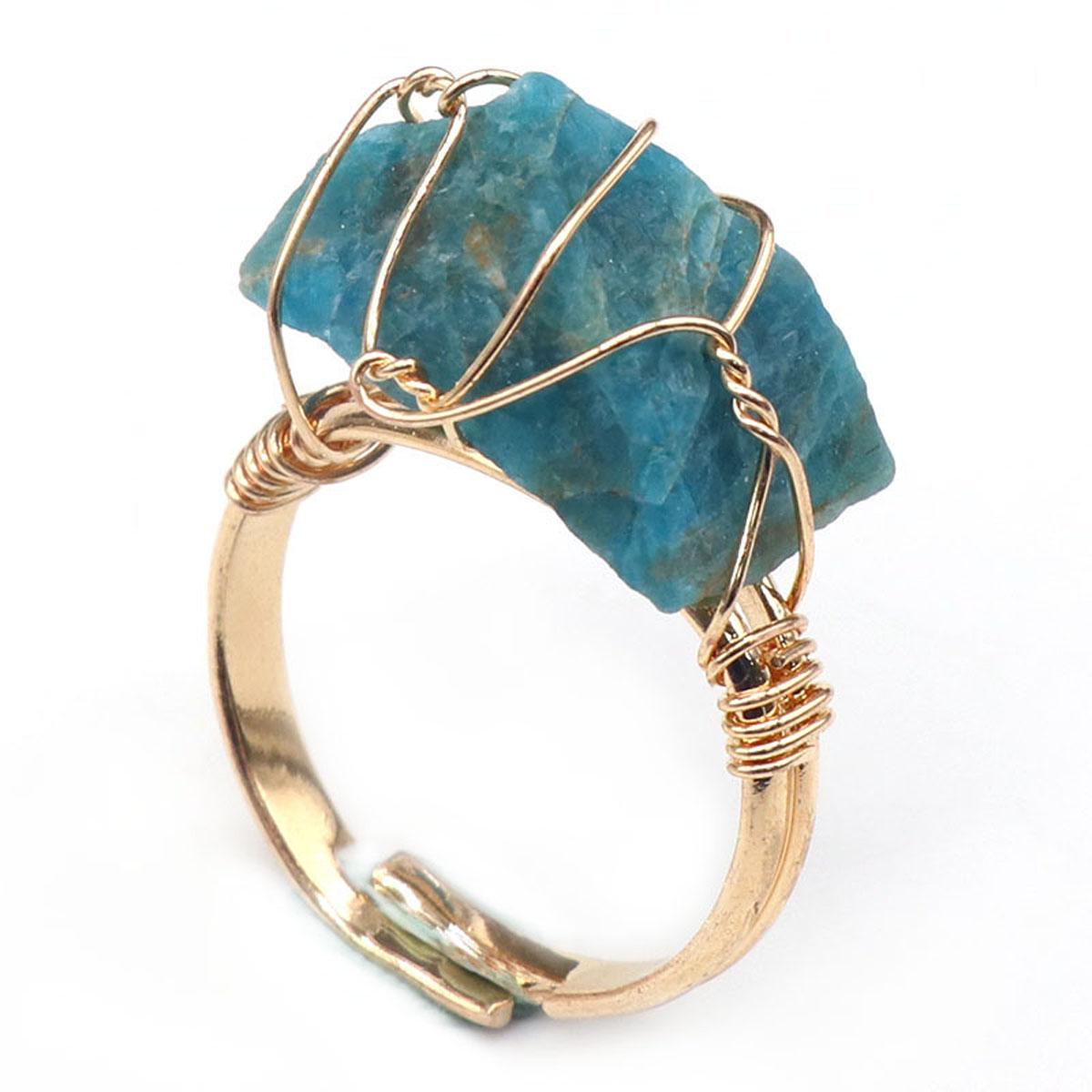 

1 шт. открывающиеся кольца, кольцо из натурального камня, кварца, цитрина, флюорита, аметиста, драгоценного камня, регулируемые кольца для женщин и мужчин, ювелирные изделия, подарки 1Pc-Apatite/10-20mm