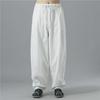 Men's Summer Loose-Fit Cotton Linen Wide-Leg Elastic Waist Sports Pants