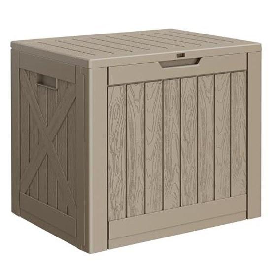 Alebert Outdoor Storage Shed 150L Large Capacity Waterproof Balcony Stacker Container Box Warehouse Bench Suitable Garden Yard Stylish Width 62Depth